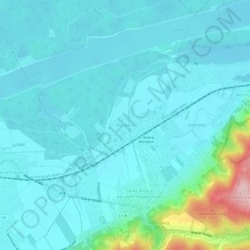 Topografische Karte Wördern, Höhe, Relief