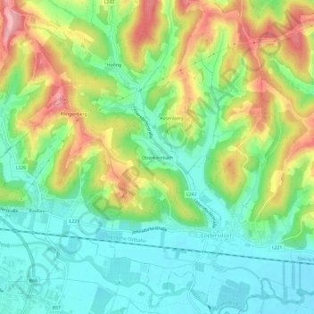 Topografische Karte Oberkornbach, Höhe, Relief