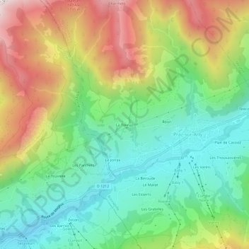 Topografische Karte La Tonnaz, Höhe, Relief