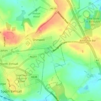Topografische Karte Wrangbrook, Höhe, Relief