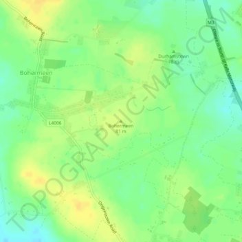 Topografische Karte Bohermeen, Höhe, Relief