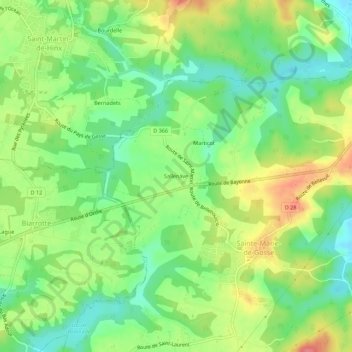 Topografische Karte Sallenave, Höhe, Relief