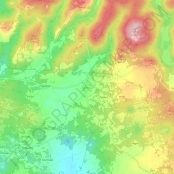 Topografische Karte Šterna, Höhe, Relief