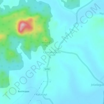 Topografische Karte Chandragutti, Höhe, Relief