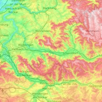 Topografische Karte Remshalden, Höhe, Relief