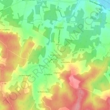 Topografische Karte Le Brandeau, Höhe, Relief