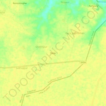 Topografische Karte Paray, Höhe, Relief