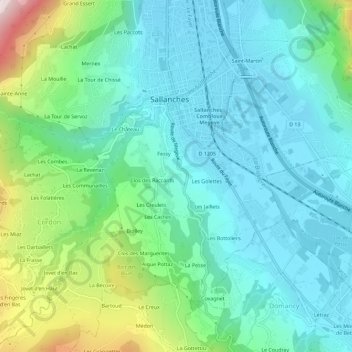 Topografische Karte Les Normands, Höhe, Relief