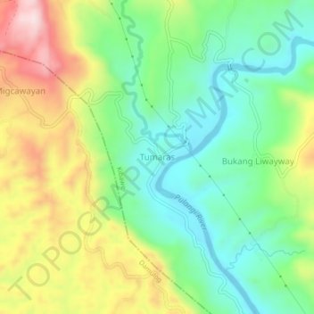 Topografische Karte Tumaras, Höhe, Relief