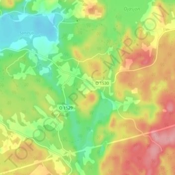 Topografische Karte Broken, Höhe, Relief