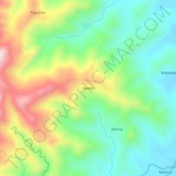 Topografische Karte Hawili, Höhe, Relief