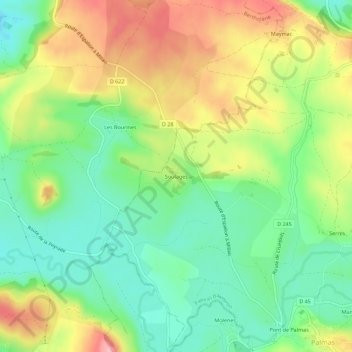 Topografische Karte Soulages, Höhe, Relief