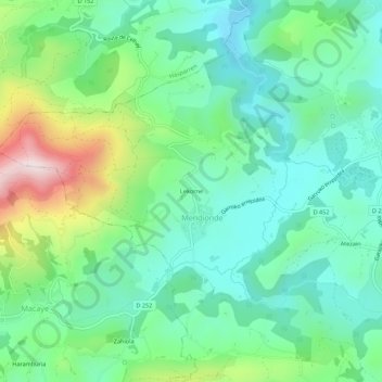 Topografische Karte Lekorne, Höhe, Relief