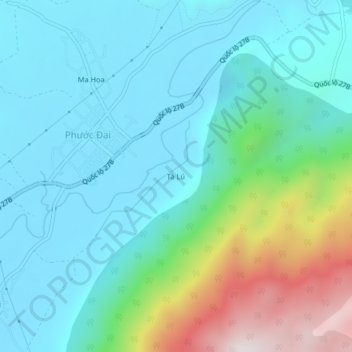 Topografische Karte Tà Lú, Höhe, Relief