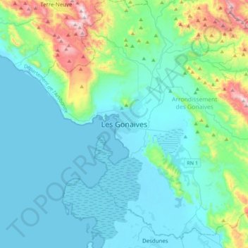 Topografische Karte Les Gonaïves, Höhe, Relief