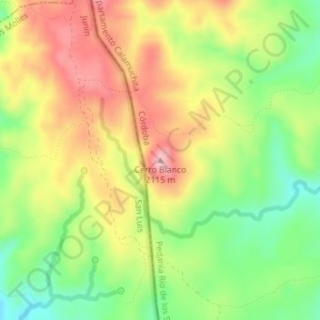 Topografische Karte Cerro Blanco, Höhe, Relief