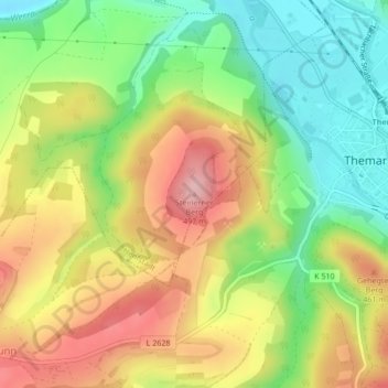 Topografische Karte Steinerner Berg, Höhe, Relief
