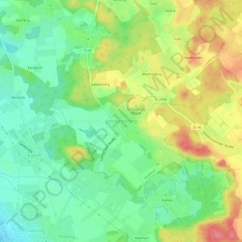 Topografische Karte Sondermoning, Höhe, Relief