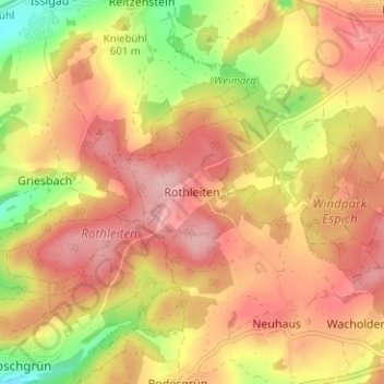 Topografische Karte Rothleiten, Höhe, Relief
