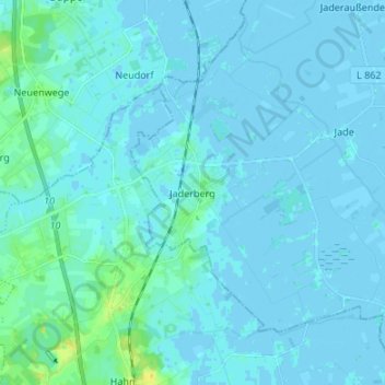 Topografische Karte Jaderberg, Höhe, Relief