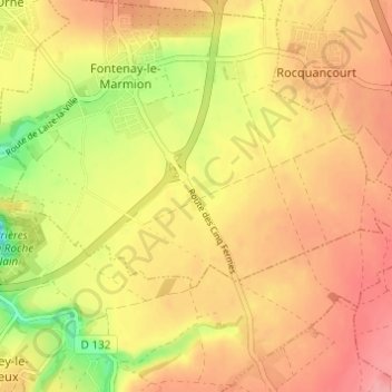 Topografische Karte Les Cinq Fermes, Höhe, Relief