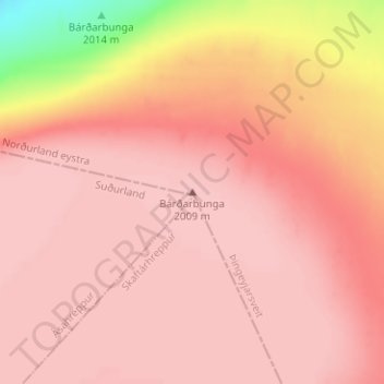 Topografische Karte Bárðarbunga, Höhe, Relief