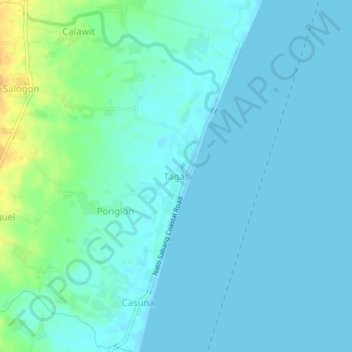 Topografische Karte Tagas, Höhe, Relief