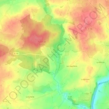 Topografische Karte Fontaine-Daniel, Höhe, Relief