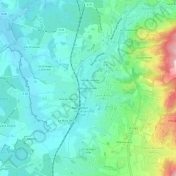 Topografische Karte Moulin Febvre, Höhe, Relief