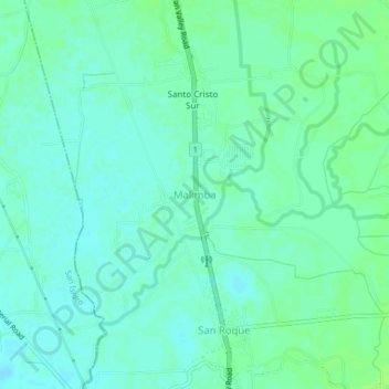 Topografische Karte Malimba, Höhe, Relief