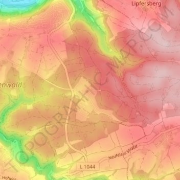 Topografische Karte Waldzimmern, Höhe, Relief