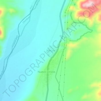 Topografische Karte Vincas, Höhe, Relief