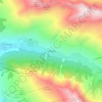 Topografische Karte Fontgillarde, Höhe, Relief