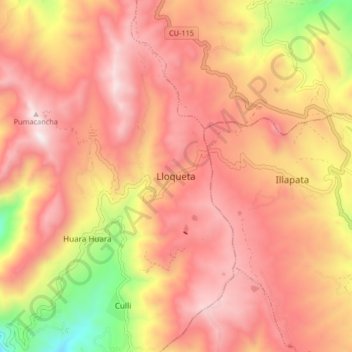 Topografische Karte Lloqueta, Höhe, Relief