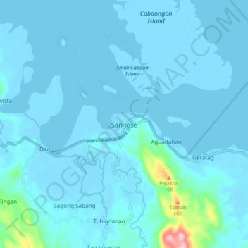 Topografische Karte San Jose, Höhe, Relief