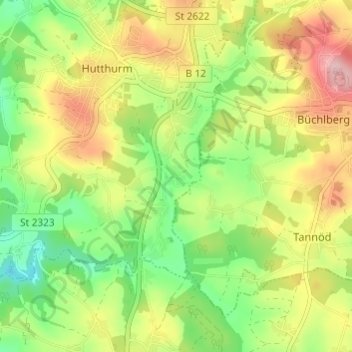 Topografische Karte Leoprechting, Höhe, Relief