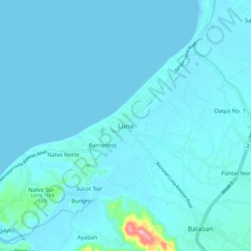 Topografische Karte Luna, Höhe, Relief