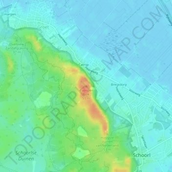 Topografische Karte Catrijper Nok, Höhe, Relief