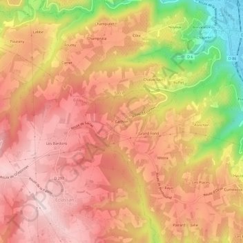 Topografische Karte Gachon, Höhe, Relief