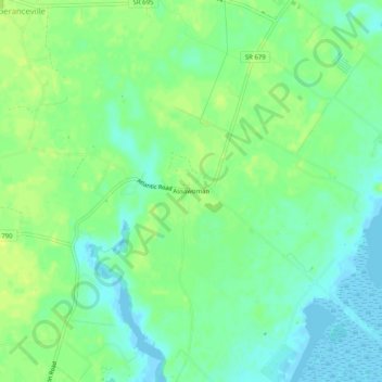 Topografische Karte Assawoman, Höhe, Relief