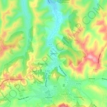Topografische Karte Hazketa, Höhe, Relief