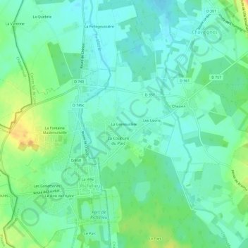 Topografische Karte La Grenouillère, Höhe, Relief