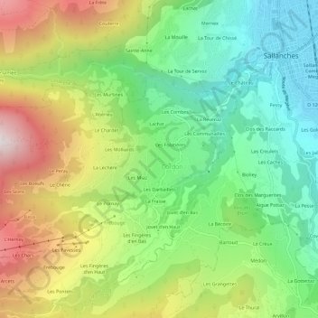 Topografische Karte La Cry, Höhe, Relief