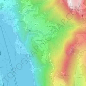Topografische Karte Rovagny, Höhe, Relief