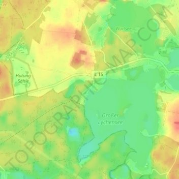Topografische Karte Am Großen Lychensee, Höhe, Relief