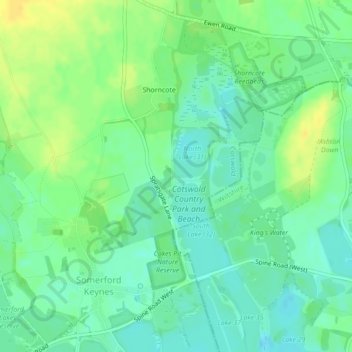 Topografische Karte Aquaventure, Höhe, Relief