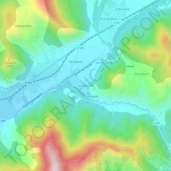 Topografische Karte Les Savoyons, Höhe, Relief