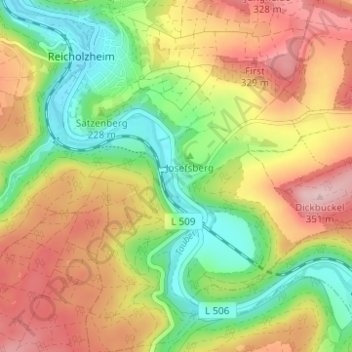 Topografische Karte Bronnbach, Höhe, Relief