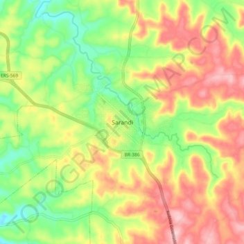 Topografische Karte Sarandi, Höhe, Relief