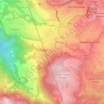 Topografische Karte Poblacion, Höhe, Relief